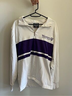 Western University Canada White & Purple Quarter-Zip Sweatshirt